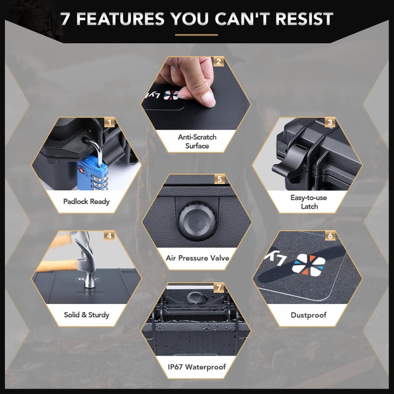 Lykus HC-2710 Waterproof Hard Case with Foam  Interior Size 10.6x6.3x3.1 inch  Suitable for pistol small electronics and more - Image 5